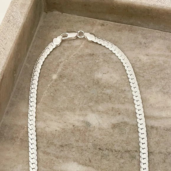 925 Sterling Silver Snake Chain Necklace Herringbone Necklace Chain 6 MM - Picture 5 of 7